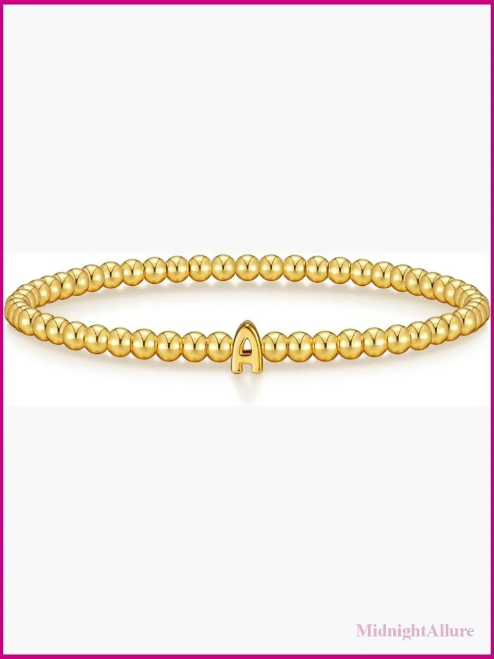 Stretch Initial Beaded Bracelet 18K Gold Plated A-Z Letter Jewelry Gift